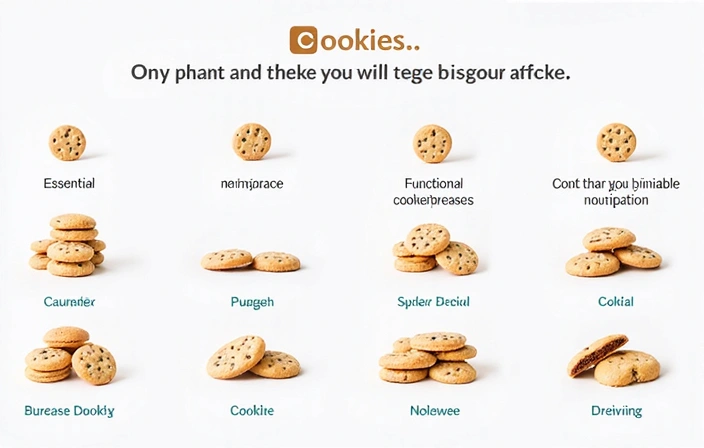 Diagramma che mostra diversi tipi di cookie e le loro funzioni, come sessione, preferenze, analisi e pubblicità