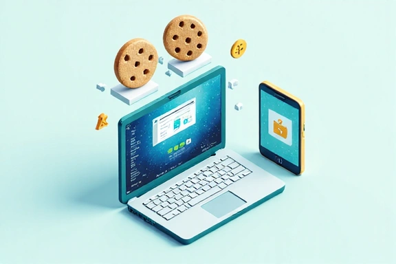 Illustrazione di un biscotto digitale che rappresenta un cookie su un dispositivo elettronico