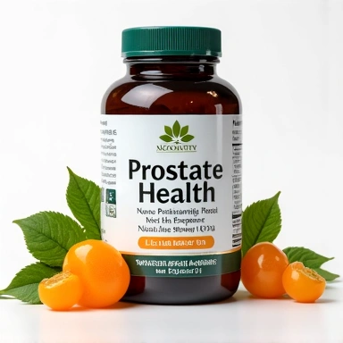 Flacone di Integratore per la Salute Prostatica con ingredienti botanici